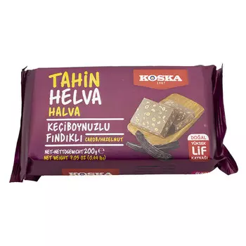 Халва Koska кунжутная с фундуком и кэробом, 200 г