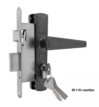 Замок врезной цилиндровый с защёлкой ЗВ7.01, 4 кл.