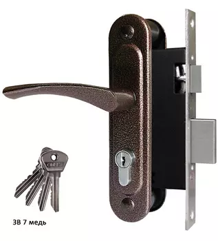 Замок врезной цилиндровый с защёлкой ЗВ7, 4 кл.