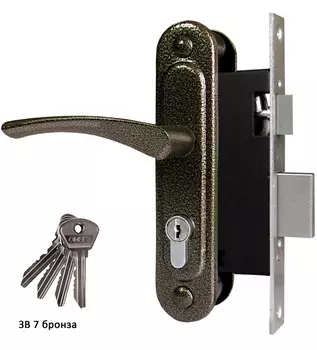 Замок врезной цилиндровый с защёлкой ЗВ7, 4 кл.