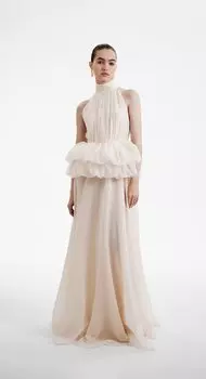 Платье макси с баской