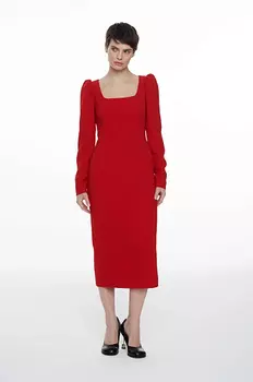 Платье-миди с длинным рукавом