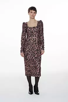 Платье-миди с длинным рукавом