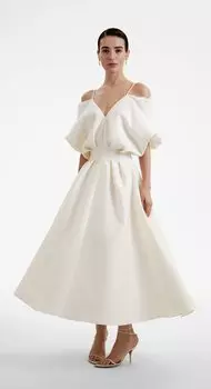 Платье миди с открытыми плечами