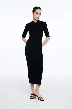 Платье-миди с воротником-поло