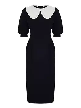 Платье-миди со съемным воротником