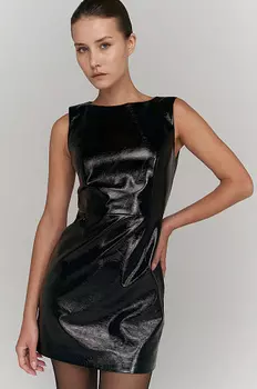 Платье-мини из лакированной кожи