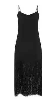 Платье на бретелях с бахромой