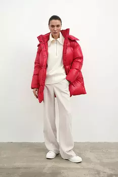 Стеганный пуховик прямого кроя