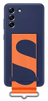 Чехол-накладка Samsung Silicone with Strap Cover S21 FE EF-GG990TNEGRU, тёмно-синий