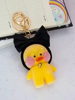 Брелок Lalafanfan Duck (черный бант / желтая) (8 см)