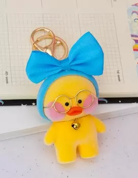 Брелок Lalafanfan Duck (голубой бант / желтая) (8 см)