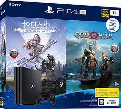 Игровая консоль Sony PlayStation 4 Pro (1TB) Black (CUH-7208В) + игра Horizon: Zero Dawn + игра God of War