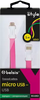 Кабель плоский Belsis BS1002 MicroUSB-USB А (красный)