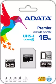 Карта памяти microSDHC 16 Гб ADATA UHS-1 CL10