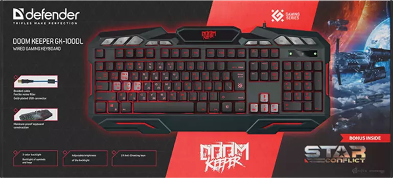Клавиатура Defender Doom Keeper игровая мембранная с подсветкой для PC