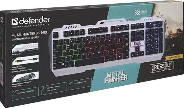 Клавиатура Defender Metal Hunter игровая мембранная с подсветкой для PC