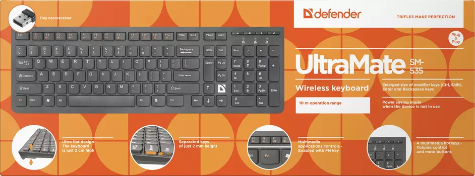 Клавиатура Defender UltraMate SM-535 RU, мультимедиа для PC (черный) (45535)