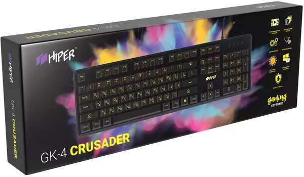 Клавиатура HIPER GK-4 CRUSIDER проводная игровая с подсветкой для PC (чёрный)(7930092030186)