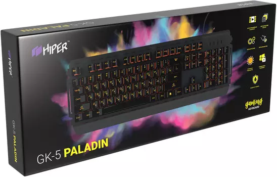 Клавиатура HIPER GK-5 PALADIN проводная игровая с подсветкой для PC (чёрный)(7930092030193)