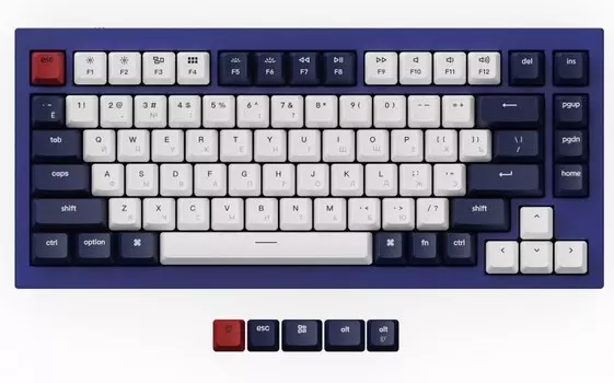 Клавиатура QMK Keychron Q1 механическая, беспроводная, RGB, Gateron G Phantom Red Switch, Blue