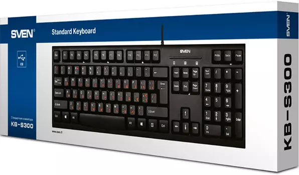 Клавиатура SVEN KB-S300 проводная для PC (черный)(SV-016661)