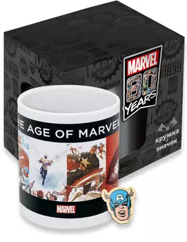 Кружка Marvel: 80 Years Marvel Age + значок в ассортименте