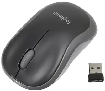 Мышь Logitech M185 беспроводная для PC (черно-серая)