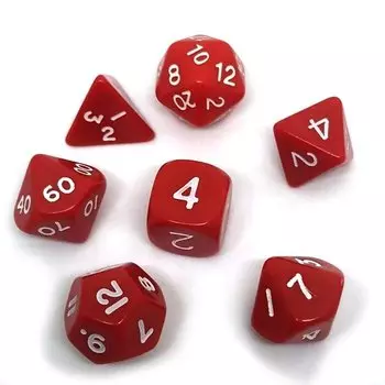 Набор кубиков Симпл для RPG (красно-белый) (7 шт.)