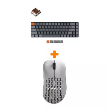 Набор Мышь Pulsar Xlite Wireless V2 Competition Mini White + Клавиатура Keychron K7 Low Profile, RGB, Brown Switch