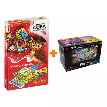Настольная игра-викторина Умная сова Учимся считать + Конструктор Huggy Wuggy 33 детали Набор
