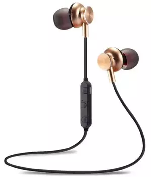 Наушники More choice BG6 Bluetooth вакуумные с шейным шнурком (Gold)