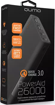 Портативное зарядное устройство Qumo PowerAid QC 3.0 26000