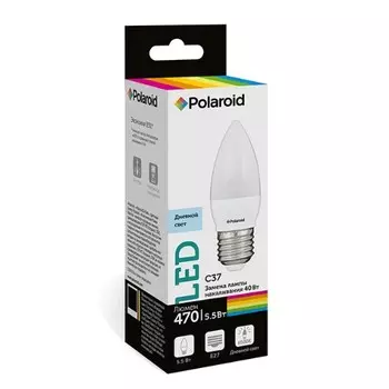 Светодиодная лампа Polaroid 220V C37 5,5W 6500K E27 470lm