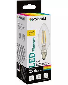 Светодиодная лампа Polaroid 220V C37 FIL 2,2W 3000K E14 250lm