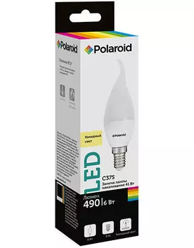 Светодиодная лампа Polaroid 220V C37S 6W 4000K E14 490lm