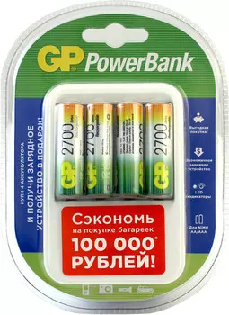 Зарядное устройство PB420 + 4 аккумуляторы АКБ 2700 мАч (АА)