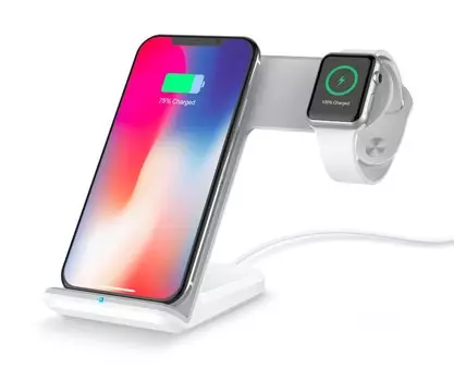 Беспроводная зарядная станция 2 в 1 для iPhone и Apple Watch (Белый)