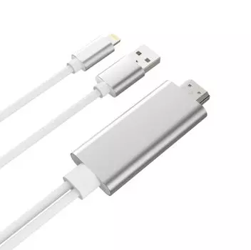 Кабель на iPhone HDMI и USB (Серебряный)