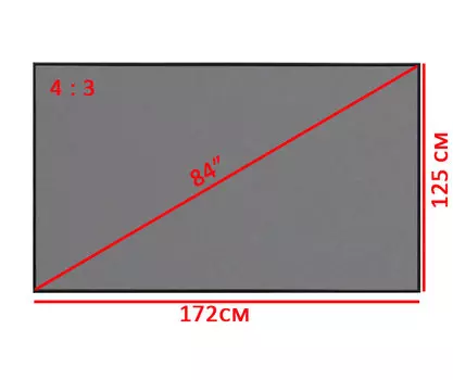 Проекционный экран из серой ткани 84" 4:3 172*125см