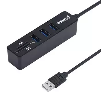 USB - концентратор на 3 разъема (USB - USB3.0 x 4) + картридер SD / TF
