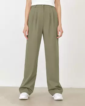 Брюки прямого кроя цвета хаки