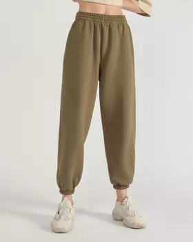 Брюки спортивные на флисе цвета хаки