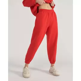 Брюки спортивные на флисе красного цвета