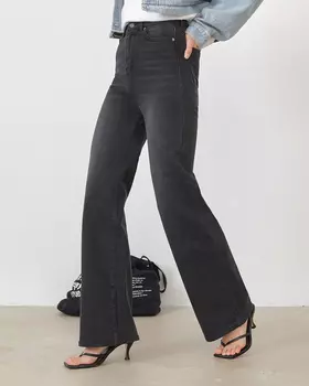 Джинсы с завышенной талией чёрного цвета