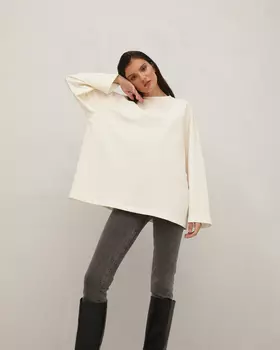 Футболка оверсайз с длинным рукавом цвета экрю