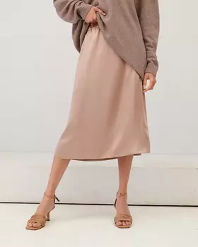 Юбка миди на резинке бежевого цвета