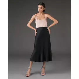 Юбка миди с асимметричным низом черного цвета