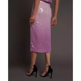 Юбка миди с разрезом из розовых пайеток