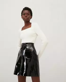 Юбка мини из латекса черного цвета
